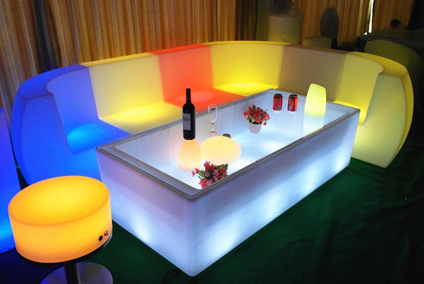 Rechargeable illuminated square led refrigerator led table furniture