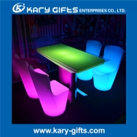 PE Plastic Stainless Steel Glow LED Dining Table